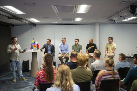 F.v. André Oktay Dahl, Rasmus Asbjørnsen, Bjørn Erik Thon, Andreas Sjalg Unneland, Hatem Ben Mansour og Uros Ulrik Jeremic (Foto: Morten Brøndmo)