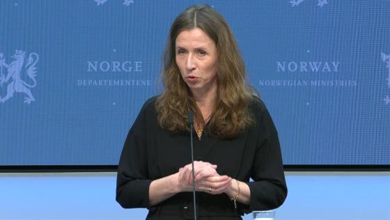 Astri Aas-Hansen (skjermbilde Regjeringen.no nett-tv.)