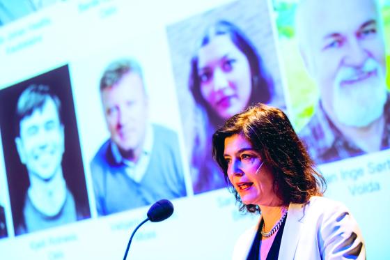 Kjersti Løken Stavrum leder ytrings­frihetskommisjonen. Her fra da kommisjonen ble presentert på Litteraturhuset i Oslo. (Foto: Håkon Mosvold Larsen / NTB)