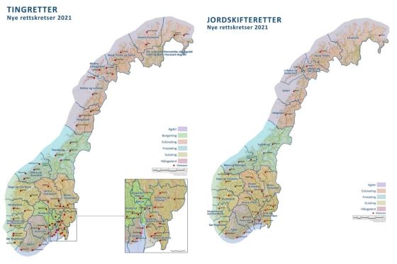 Kart-illustrasjon: Domstoladministrasjonen.